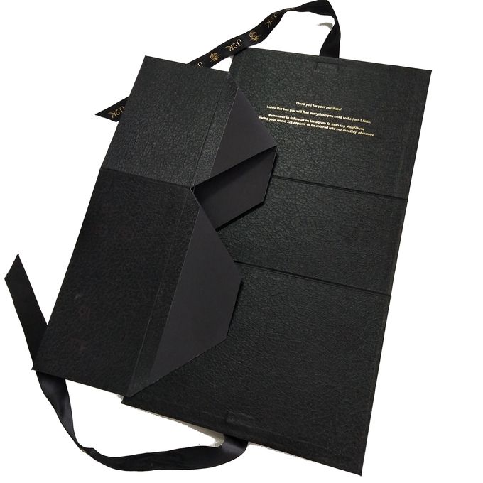 Decorative Design Folding Gift Boxes Black Book Shape With Beautiful Ribbon
